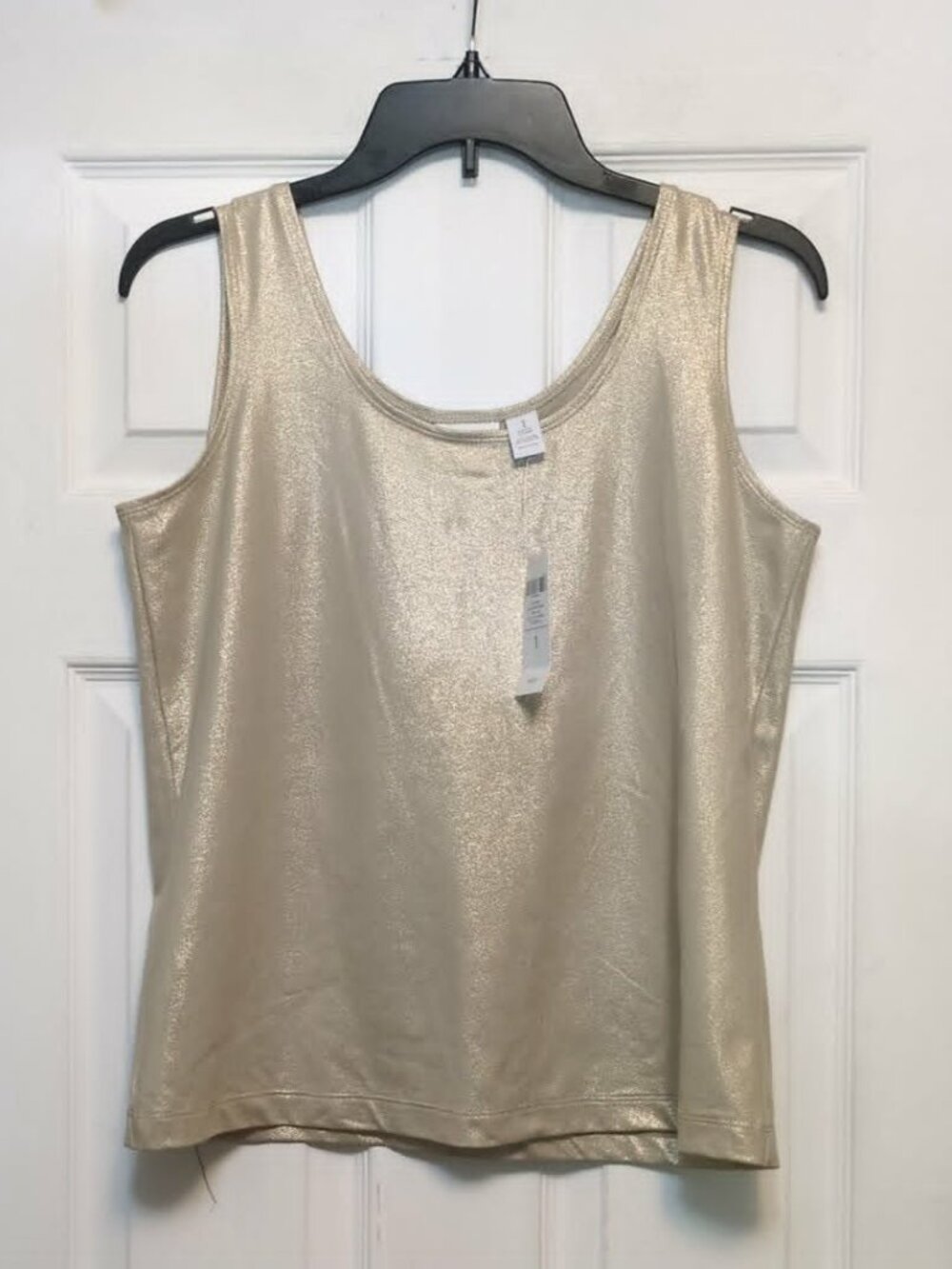 Chicos New Sz 1 (M) Golden Shimmer Tank Shiny Metallic Stretchy Champagne Foil